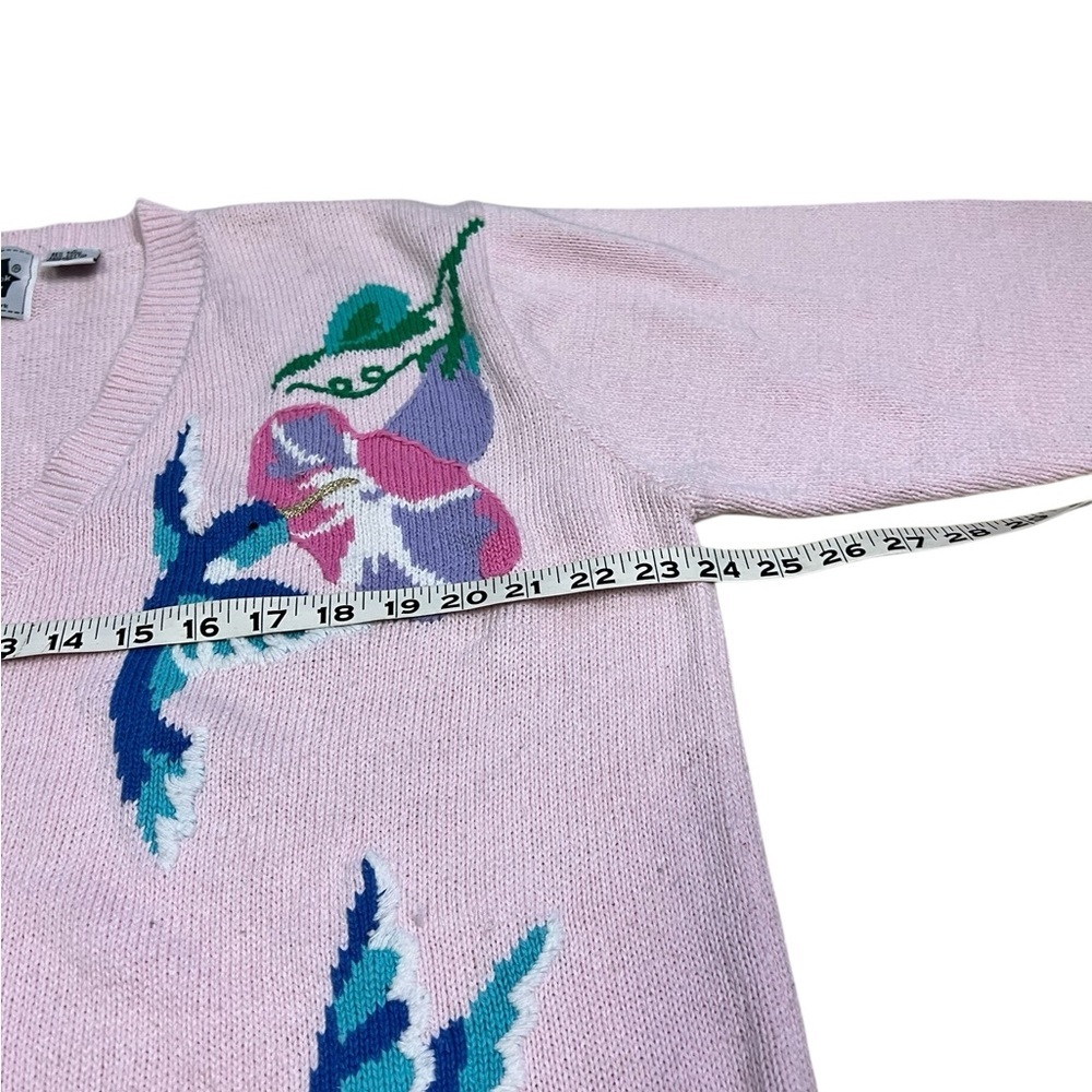 Vtg Storybook Knits  Women’s Large Cardigan Hummingbirds Flowers Cottagecore 90s - Picture 7 of 9